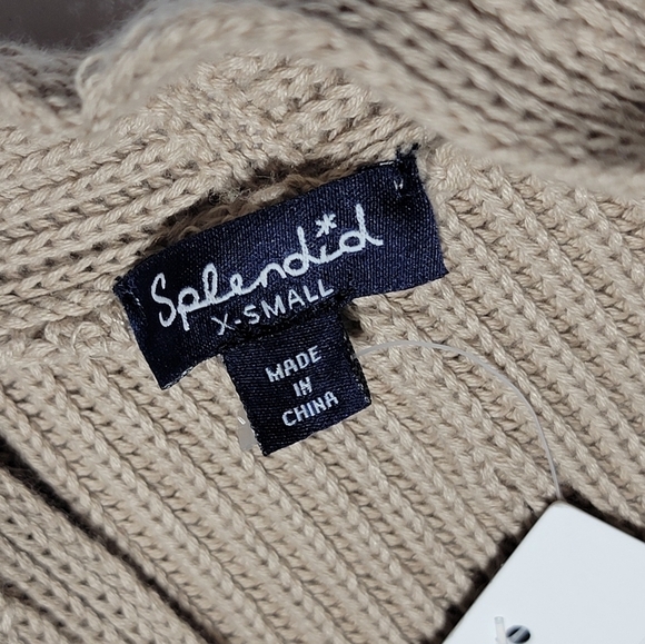 SPLENDID JULIET Sweater Open Front Sleeveless Knit Long Cardigan Tan XS New - Picture 6 of 11